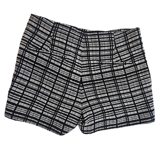 Anthropologie Ro & De Windowpane Plaid Grid Black/White Lined Shorts size Small - Picture 2 of 7